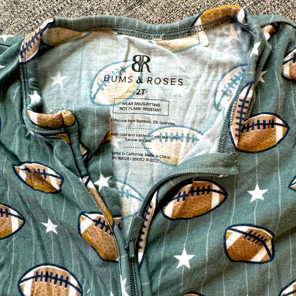 Football toddler bamboo footie pajamas - Picture 2 of 2